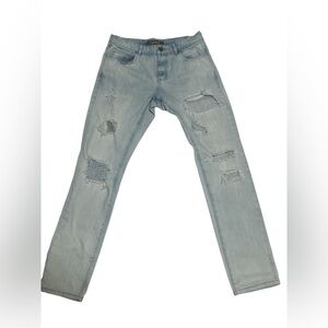 Crysp Denim, Trendy Light Blue Distressed Skinny Jeans
